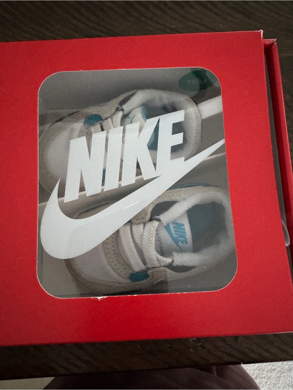 Nike Kids White and Teal Accent Sneakers